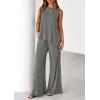 imagePRETTYGARDEN Womens 2026 Two Piece Matching Lounge Sets Asymmetrical Split Tank Tops Wide Leg Pants Summer Outfits TracksuitGrey