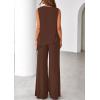imagePRETTYGARDEN Womens 2026 Two Piece Matching Lounge Sets Asymmetrical Split Tank Tops Wide Leg Pants Summer Outfits TracksuitLight Coffee