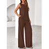 imagePRETTYGARDEN Womens 2026 Two Piece Matching Lounge Sets Asymmetrical Split Tank Tops Wide Leg Pants Summer Outfits TracksuitLight Coffee