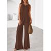 imagePRETTYGARDEN Womens 2026 Two Piece Matching Lounge Sets Asymmetrical Split Tank Tops Wide Leg Pants Summer Outfits TracksuitLight Coffee