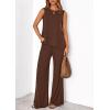 imagePRETTYGARDEN Womens 2026 Two Piece Matching Lounge Sets Asymmetrical Split Tank Tops Wide Leg Pants Summer Outfits TracksuitLight Coffee