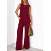 imagePRETTYGARDEN Womens 2026 Two Piece Matching Lounge Sets Asymmetrical Split Tank Tops Wide Leg Pants Summer Outfits TracksuitWine Red