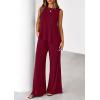 imagePRETTYGARDEN Womens 2026 Two Piece Matching Lounge Sets Asymmetrical Split Tank Tops Wide Leg Pants Summer Outfits TracksuitWine Red