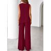 imagePRETTYGARDEN Womens 2026 Two Piece Matching Lounge Sets Asymmetrical Split Tank Tops Wide Leg Pants Summer Outfits TracksuitWine Red