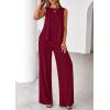 imagePRETTYGARDEN Womens 2026 Two Piece Matching Lounge Sets Asymmetrical Split Tank Tops Wide Leg Pants Summer Outfits TracksuitWine Red