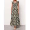 imagePRETTYGARDEN Womens Boho Floral Maxi Dress 2026 Summer Smocked V Neck Ruffle Sleeve Spring Flowy Beach Vacation SundressesBlack