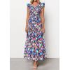 imagePRETTYGARDEN Womens Boho Floral Maxi Dress 2026 Summer Smocked V Neck Ruffle Sleeve Spring Flowy Beach Vacation SundressesBlue Multicolored Floral