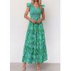 imagePRETTYGARDEN Womens Boho Floral Maxi Dress 2026 Summer Smocked V Neck Ruffle Sleeve Spring Flowy Beach Vacation SundressesGreen White Floral