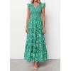 imagePRETTYGARDEN Womens Boho Floral Maxi Dress 2026 Summer Smocked V Neck Ruffle Sleeve Spring Flowy Beach Vacation SundressesGreen White Floral
