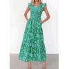 imagePRETTYGARDEN Womens Boho Floral Maxi Dress 2026 Summer Smocked V Neck Ruffle Sleeve Spring Flowy Beach Vacation SundressesGreen White Floral