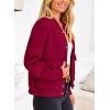 imagePRETTYGARDEN Womens Bomber Jackets Winter Trendy Varsity Jackets Shackets Button Down Cropped Coats with Pockets Wine RedLarge