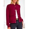 imagePRETTYGARDEN Womens Bomber Jackets Winter Trendy Varsity Jackets Shackets Button Down Cropped Coats with Pockets Wine RedLarge