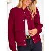 imagePRETTYGARDEN Womens Bomber Jackets Winter Trendy Varsity Jackets Shackets Button Down Cropped Coats with Pockets Wine RedLarge