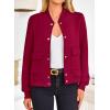 imagePRETTYGARDEN Womens Bomber Jackets Winter Trendy Varsity Jackets Shackets Button Down Cropped Coats with Pockets Wine RedLarge