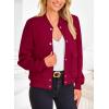 imagePRETTYGARDEN Womens Bomber Jackets Winter Trendy Varsity Jackets Shackets Button Down Cropped Coats with Pockets Wine RedLarge