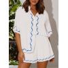 imagePRETTYGARDEN Womens Casual 2 Piece Outfits Summer Button Down Shirts Tops and Lounge Shorts Pajama Sets WhiteMedium