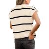 imagePRETTYGARDEN Womens Casual Striped T Shirts Cap Sleeve V Neck 14 Zip Basic Summer Tops Blouse