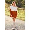 imagePRETTYGARDEN Womens Causal Loose Sweater Color Block Knit Pullover Off Shoulder Comfy Jumper Tops