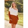 imagePRETTYGARDEN Womens Causal Loose Sweater Color Block Knit Pullover Off Shoulder Comfy Jumper Tops