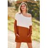 imagePRETTYGARDEN Womens Causal Loose Sweater Color Block Knit Pullover Off Shoulder Comfy Jumper Tops