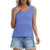 imagePRETTYGARDEN Womens Crochet Tank Tops 2026 Summer Spring Boho Sleeveless Cute Knit Sweater Vest Trendy Beach Vacation ClothesBlue