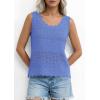 imagePRETTYGARDEN Womens Crochet Tank Tops 2026 Summer Spring Boho Sleeveless Cute Knit Sweater Vest Trendy Beach Vacation ClothesBlue