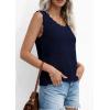 imagePRETTYGARDEN Womens Crochet Tank Tops 2026 Summer Spring Boho Sleeveless Cute Knit Sweater Vest Trendy Beach Vacation ClothesNavy Blue
