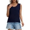 imagePRETTYGARDEN Womens Crochet Tank Tops 2026 Summer Spring Boho Sleeveless Cute Knit Sweater Vest Trendy Beach Vacation ClothesNavy Blue