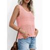 imagePRETTYGARDEN Womens Crochet Tank Tops 2026 Summer Spring Boho Sleeveless Cute Knit Sweater Vest Trendy Beach Vacation ClothesPink
