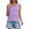 imagePRETTYGARDEN Womens Crochet Tank Tops 2026 Summer Spring Boho Sleeveless Cute Knit Sweater Vest Trendy Beach Vacation ClothesPurple