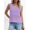 imagePRETTYGARDEN Womens Crochet Tank Tops 2026 Summer Spring Boho Sleeveless Cute Knit Sweater Vest Trendy Beach Vacation ClothesPurple