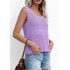 imagePRETTYGARDEN Womens Crochet Tank Tops 2026 Summer Spring Boho Sleeveless Cute Knit Sweater Vest Trendy Beach Vacation ClothesPurple