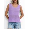 imagePRETTYGARDEN Womens Crochet Tank Tops 2026 Summer Spring Boho Sleeveless Cute Knit Sweater Vest Trendy Beach Vacation ClothesPurple