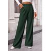 imagePRETTYGARDEN Womens Dress Pants Dressy Casual Palazzo High Elastic Waisted Wide Leg Work Office Trousers PantsDark Green