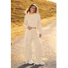 imagePRETTYGARDEN Womens Fall 2 Piece Outfits Sweatsuits Sets Long Sleeve Crop Tops Sweatshirt Wide Leg Cargo Pants with Pockets