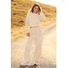 imagePRETTYGARDEN Womens Fall 2 Piece Outfits Sweatsuits Sets Long Sleeve Crop Tops Sweatshirt Wide Leg Cargo Pants with Pockets