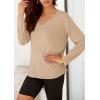 imagePRETTYGARDEN Womens Fall Fashion 2024 T Shirts Casual Long Sleeve V Neck Tunic Tops Loose Basic Tees ApricotMedium