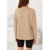 imagePRETTYGARDEN Womens Fall Fashion 2024 T Shirts Casual Long Sleeve V Neck Tunic Tops Loose Basic Tees ApricotMedium
