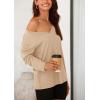 imagePRETTYGARDEN Womens Fall Fashion 2024 T Shirts Casual Long Sleeve V Neck Tunic Tops Loose Basic Tees ApricotMedium