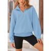 imagePRETTYGARDEN Womens Fall Fashion Half Zip Sweatshirts Long Sleeve Collared Cropped Pullover Tops Trendy Y2K Clothes BlueMedium