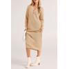 imagePRETTYGARDEN Womens Fall Knit Sweater Dress Long Sleeve Button V Neck Loose Casual Maxi Dresses