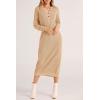 imagePRETTYGARDEN Womens Fall Knit Sweater Dress Long Sleeve Button V Neck Loose Casual Maxi Dresses