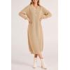 imagePRETTYGARDEN Womens Fall Knit Sweater Dress Long Sleeve Button V Neck Loose Casual Maxi Dresses