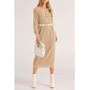imagePRETTYGARDEN Womens Fall Knit Sweater Dress Long Sleeve Button V Neck Loose Casual Maxi Dresses