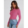 imagePRETTYGARDEN Womens Fall Long Sleeve T Shirts Casual Crew Neck Ribbed Knit Fitted Basic Plain Tee Tops Blouse Hot PinkMedium