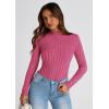 imagePRETTYGARDEN Womens Fall Long Sleeve T Shirts Casual Crew Neck Ribbed Knit Fitted Basic Plain Tee Tops Blouse Hot PinkMedium