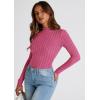 imagePRETTYGARDEN Womens Fall Long Sleeve T Shirts Casual Crew Neck Ribbed Knit Fitted Basic Plain Tee Tops Blouse Hot PinkMedium
