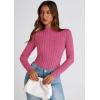 imagePRETTYGARDEN Womens Fall Long Sleeve T Shirts Casual Crew Neck Ribbed Knit Fitted Basic Plain Tee Tops Blouse Hot PinkMedium