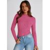 imagePRETTYGARDEN Womens Fall Long Sleeve T Shirts Casual Crew Neck Ribbed Knit Fitted Basic Plain Tee Tops Blouse Hot PinkMedium
