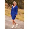 imagePRETTYGARDEN Womens Fall Mini Bodycon Dress Long Puff Sleeve V Neck Fitted Party Club Dresses